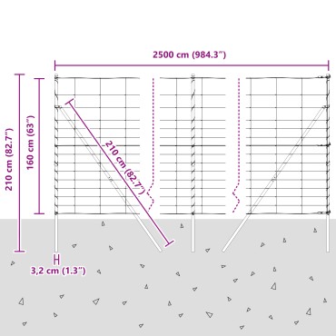 vidaXL Περίφραξη Αγρού 1.6x25 μ Γαλβανισμένος Ατσάλι