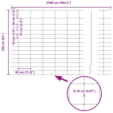 vidaXL Περίφραξη Αγρού 1.6x25 μ Γαλβανισμένος Ατσάλι