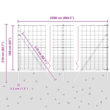 vidaXL Field Fence 1.6x25 μ Γαλβανισμένο Ατσάλι