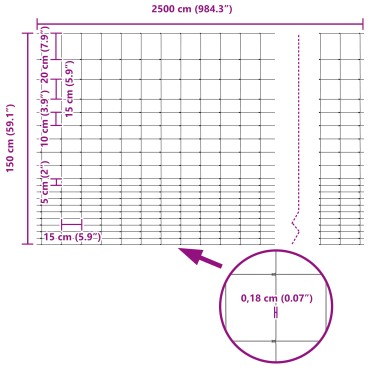 vidaXL Field Fence 1.6x25 μ Γαλβανισμένο Ατσάλι