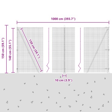 vidaXL Γαλβανισμένος Φράχτης με 7 Στήλες 1.4x10 μ.