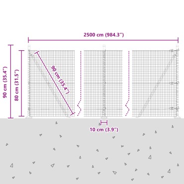 vidaXL Γαλβανισμένος φράχτης με 13 κολώνες 0.8x25 μ