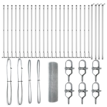 vidaXL Φράχτης Welded Wire με 13 φλαντζωτούς στύλους 0.6x50 μ Γαλβανισμένος Χάλυβας