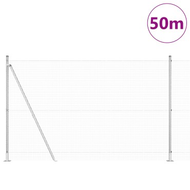 vidaXL Συρματόπλεγμα με 13 Στήλες με Φλάντζες 1.4x50 μ Γαλβανισμένος Χάλυβας