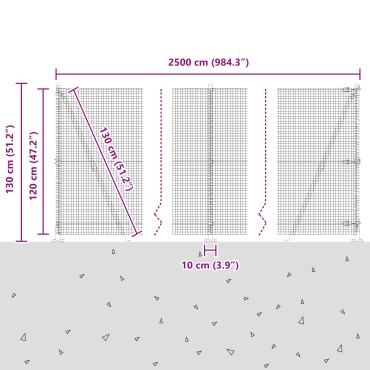 vidaXL Σιδερένιος Φράκτης με 13 Στυλό Πράσινο 1.2x25 μ. Χάλυβας