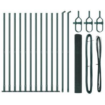 vidaXL Φράχτης Welded Wire με 13 φλαγκάτες πόστα Πράσινος 1.2x25 μ Ατσάλι