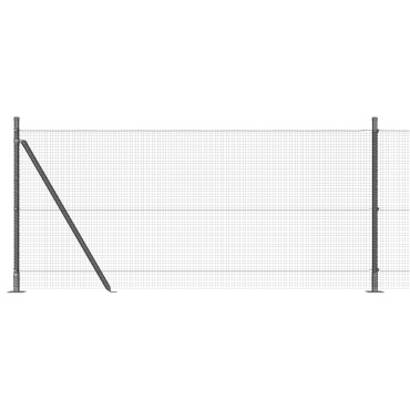 vidaXL σετ πόλων φράχτη Σετ 2 Γκρι Μέταλλο και PVC 25x1 μ Ανθεκτικό