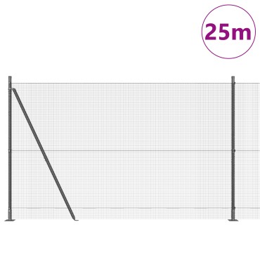 vidaXL Σετ Στυλών Φράχτη Σετ 2 Γκρι Μέταλλο, PVC 25x1.5 μ Ανθεκτικό
