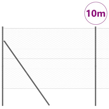 vidaXL Φράκτης Εξάγωνος Γκρι 1,6x10 m Ατσάλι