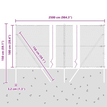 vidaXL Φράχτης Σετ 2 Γκρι Μέταλλο, Πλαστικό 25x1 μ Ανθεκτικός