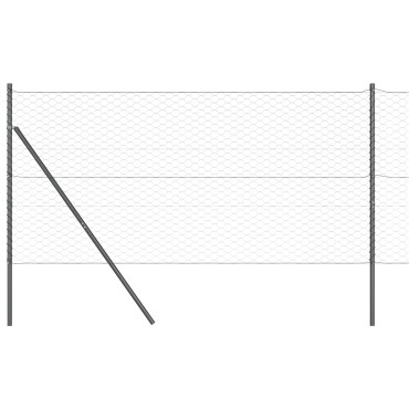 vidaXL Hexagon Fence Γκρι 1.4x25 μ. Χάλυβας