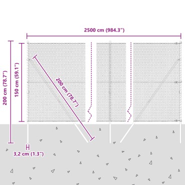 vidaXL Σετ Φράχτη Σετ 2 Γκρι Ατσάλι 25x1.5 μ Ανθεκτικό