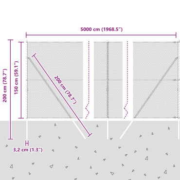 Φράχτης Hexagon vidaXL Γκρι 1.5x50 μ Ατσάλι, Στήλες φράχτη vidaXL 13 τμχ Πράσινες 32 μμ 200cm από Γαλβανισμένο Ατσάλι