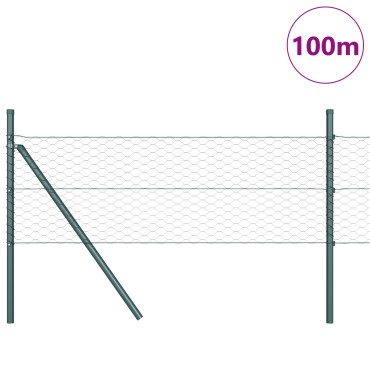 Φράχτης hexagon vidaXL Γκρι 0.4x100 μ Ατσάλι, Πόλοι φράχτη vidaXL 13 τεμ. Πράσινοι 32 mm 80cm Γαλβανισμένο Ατσάλι