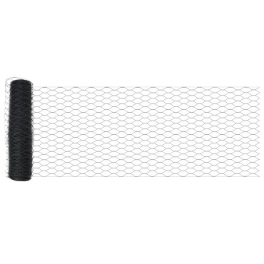 Φράχτης hexagon vidaXL Γκρι 0.4x100 μ Ατσάλι, Πόλοι φράχτη vidaXL 13 τεμ. Πράσινοι 32 mm 80cm Γαλβανισμένο Ατσάλι