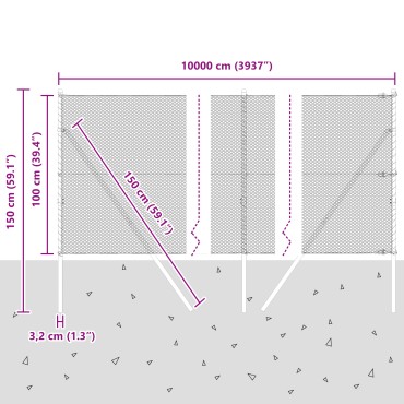 vidaXL Hexagon Fence Γκρι 1x100 μ Ατσάλι