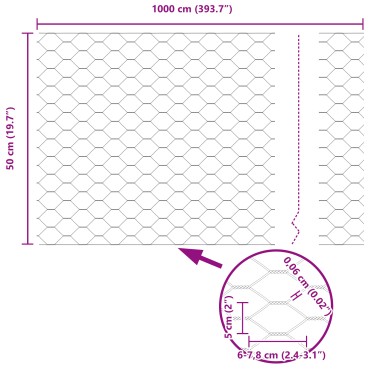 Φράκτης Hexagon vidaXL 0.5x10 μ Γαλβανισμένο Ατσάλι, Φράχτες vidaXL 7 τεμ 32 χλστ 100cm Γαλβανισμένο Ατσάλι