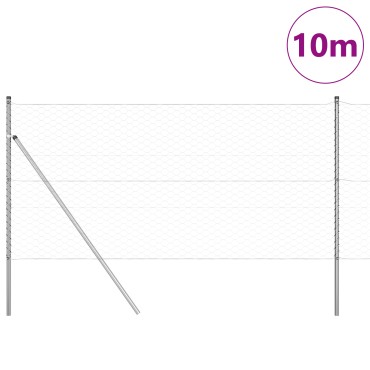 Φράχτης hexagon 1.2x10 μ Γαλβανισμένο Ατσάλι, Φράχτες vidaXL 7 τμχ 32 χιλιοστά 170cm Γαλβανισμένο Ατσάλι