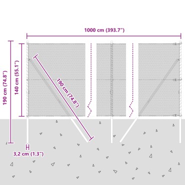 vidaXL Hexagon Fence 1.4x10 μ Γαλβανισμένος Χάλυβας