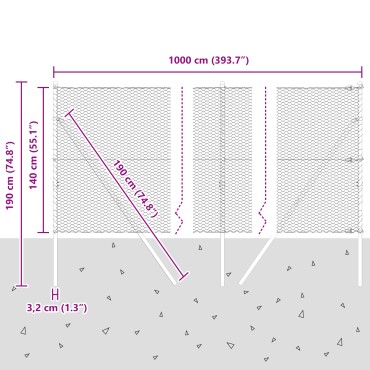 vidaXL Φράκτης 1.4x10 μ Γαλβανισμένο Ατσάλι