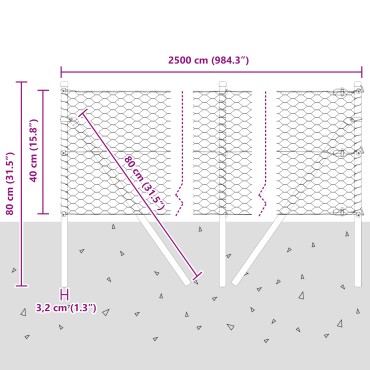 Φράχτης vidaXL Hexagon 0,4x25 m Γαλβανισμένο Ατσάλι