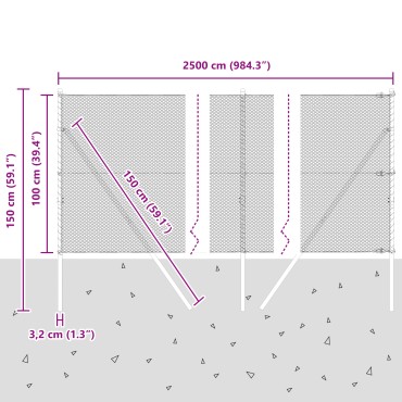 vidaXL Σετ Φράκτης Σετ 2 Γαλβανισμένο Ατσάλι 25x1 μ