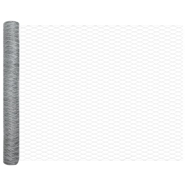 vidaXL Έξιγωνο φράχτη σταθερού εδάφους 25x1,2 μ Ασημί Δίχτυ
