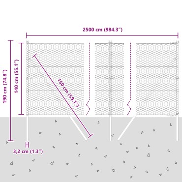 vidaXL Περίφραξη Εξαγωνικής Μορφής 1.4x25 μ. Γαλβανισμένο Ατσάλι