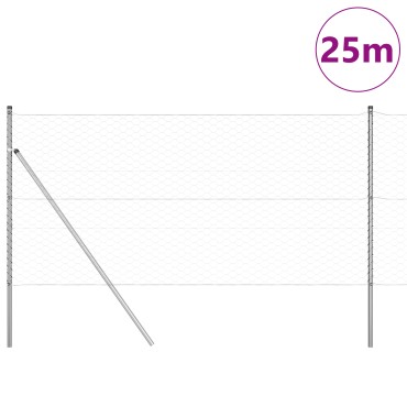vidaXL Εξαγωνικός Φράχτης 1.4x25 m Γαλβανισμένος Χάλυβας