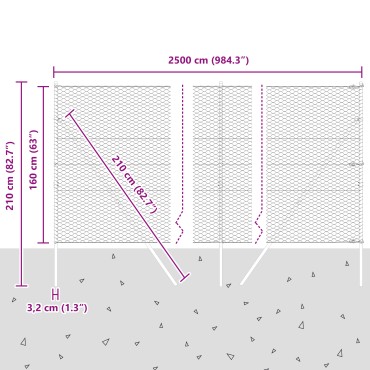vidaXL Hexagon Fence 1.6x25 μ Γαλβανισμένος Χάλυβας