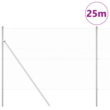 vidaXL Hexagon Fence 1.6x25 μ Γαλβανισμένος Χάλυβας