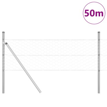 vidaXL Hexagon Fence 0.4x50 m Γαλβανισμένο Ατσάλι