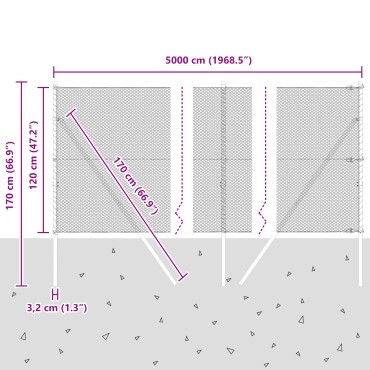 vidaXL Hexagon Fence 1.2x50 m Γαλβανισμένος Χάλυβας