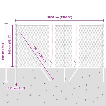 vidaXL Φράκτης Εξάγωνος 1.4x50 m Γαλβανισμένος Χάλυβας