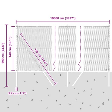 vidaXL Hexagon Fence 1.4x100 μ Γαλβανισμένος χάλυβας