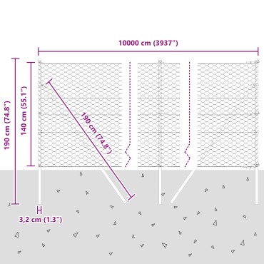 vidaXL Εξαγωνικός Φράκτης 1.4x100 μ Γαλβανισμένος Χάλυβας