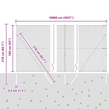 vidaXL Hexagon Fence 1.6x100 μ Γαλβανισμένος Χάλυβας