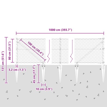 vidaXL Εξάγωνος Φράκτης Πράσινος 0.8x10 μ Χάλκινος