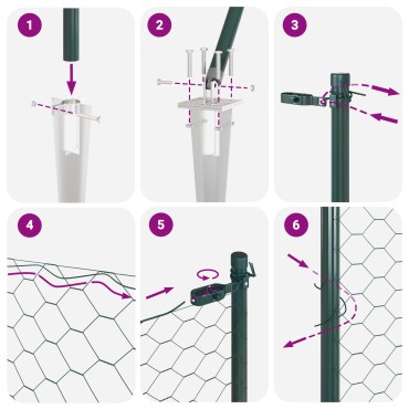 vidaXL Εξαγωνική Φράχτη με Στύλο 25x1 m PVC-Επικαλυμμένο Ατσάλι