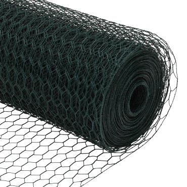 vidaXL Εξαγωνική Φράχτη με Στύλο 25x1 m PVC-Επικαλυμμένο Ατσάλι