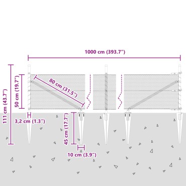 vidaXL Εξάγωνη Περίφραξη Γκρι 0.5x10 μ Χάλυβας