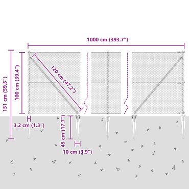 vidaXL Εξαγωνικός Φράχτης Γκρι 1x10 μ Χάλυβας
