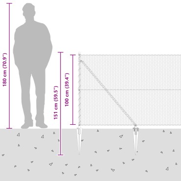 vidaXL Γκρι Εξαγωνικός Φράχτης 1x50 μ Ατσάλι