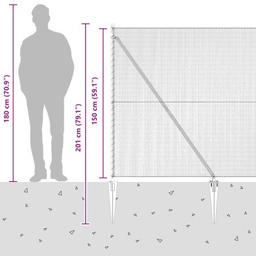 vidaXL Φράκτης Εξάγωνο Γκρι 1.5x50 μ Χάλυβας
