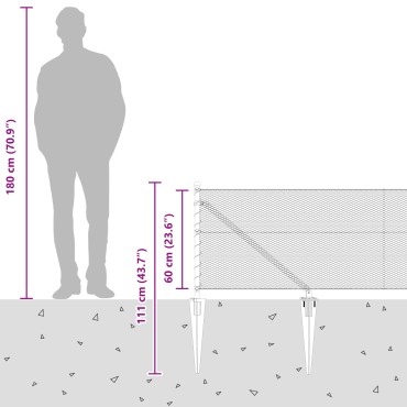Εξάγωνος Φράκτης vidaXL Γκρι 0.6x100 μ Χάλυβας, Στοιχεία Φράκτη vidaXL με Άγκιστρο 13 τεμ 32 mm 80cm Γαλβανισμένος Χάλυβας