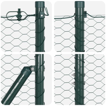vidaXL Εξαγωνικός Φράχτης Πράσινος 1.6x10 m Ατσάλι