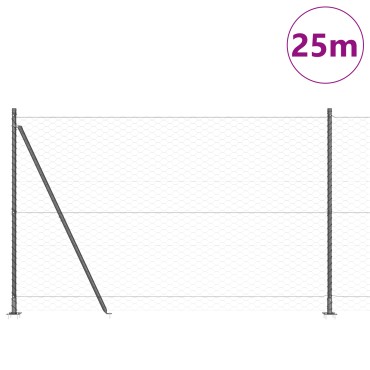 vidaXL Φράχτης Εξάγωνου Γκρι 1.4x25 μ Χάλυβας