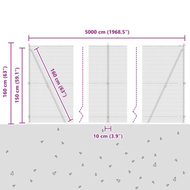 vidaXL Εξάγωνος Φράχτης Γκρι 1.5x50 m Χάλυβας