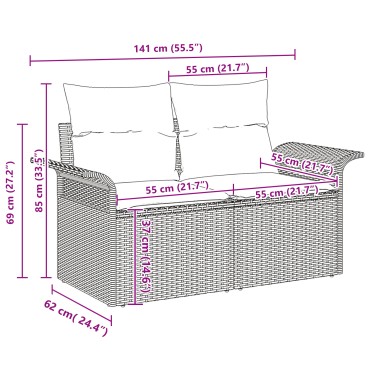 vidaXL 9 Piece Garden Sofa Set with Cushions Brown Poly Rattan