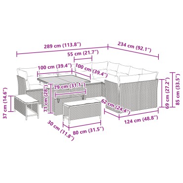 vidaXL 12 Τεμάχιο Σετ Σαλονιού Κήπου με Μαξιλάρια Μαύρο Πολυ Ράταν Ακακία